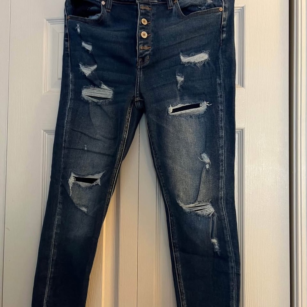 KanCan Dark Blue Distressed Straight Leg Jeans brand new with tags